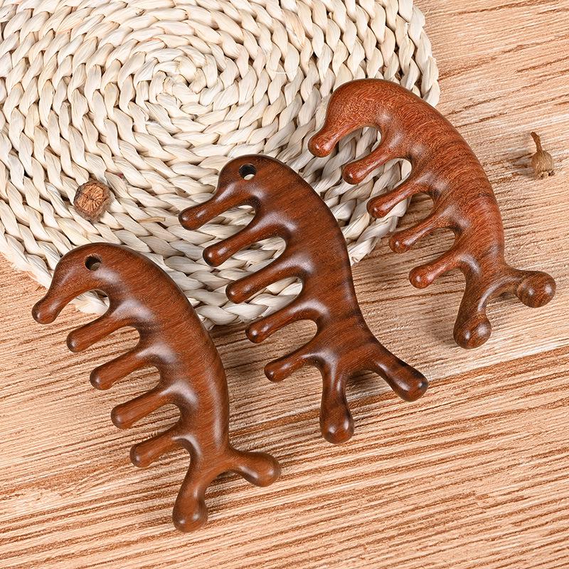 

Golden Sandalwood Five-Finger Massage Comb with Logo