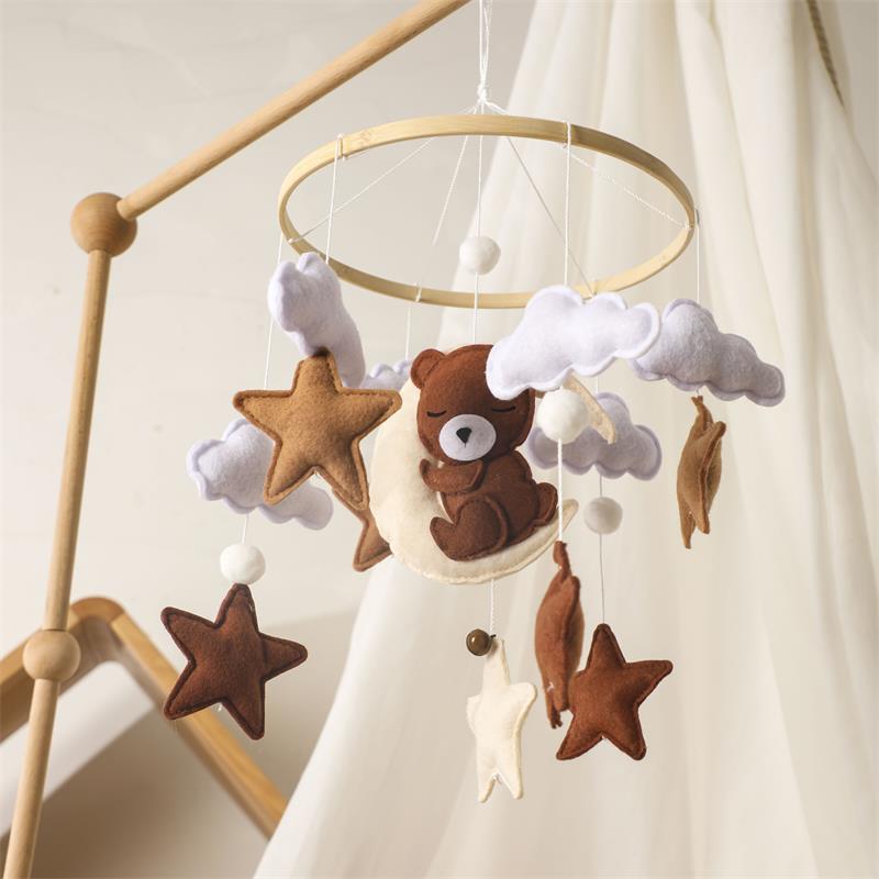 Felt Animal Crib Mobile Hanging Ornament, Baby Crib Stroller Hanging Toy, Hand-Eye Coordination Crib Bell