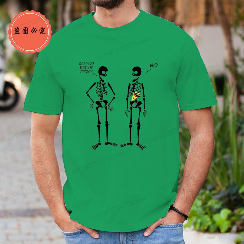 Men's Clothing Did You Eat My Pizza? Cute Funny Skeleton T-Shirt Men Women T-Shirt Fashion Brand Clothing T Shirts Casual Shirt