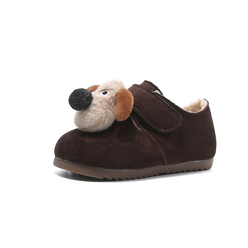 Children's cartoon cute dog cotton shoes winter new boys and girls velvet warm cute outer Birkenstocks