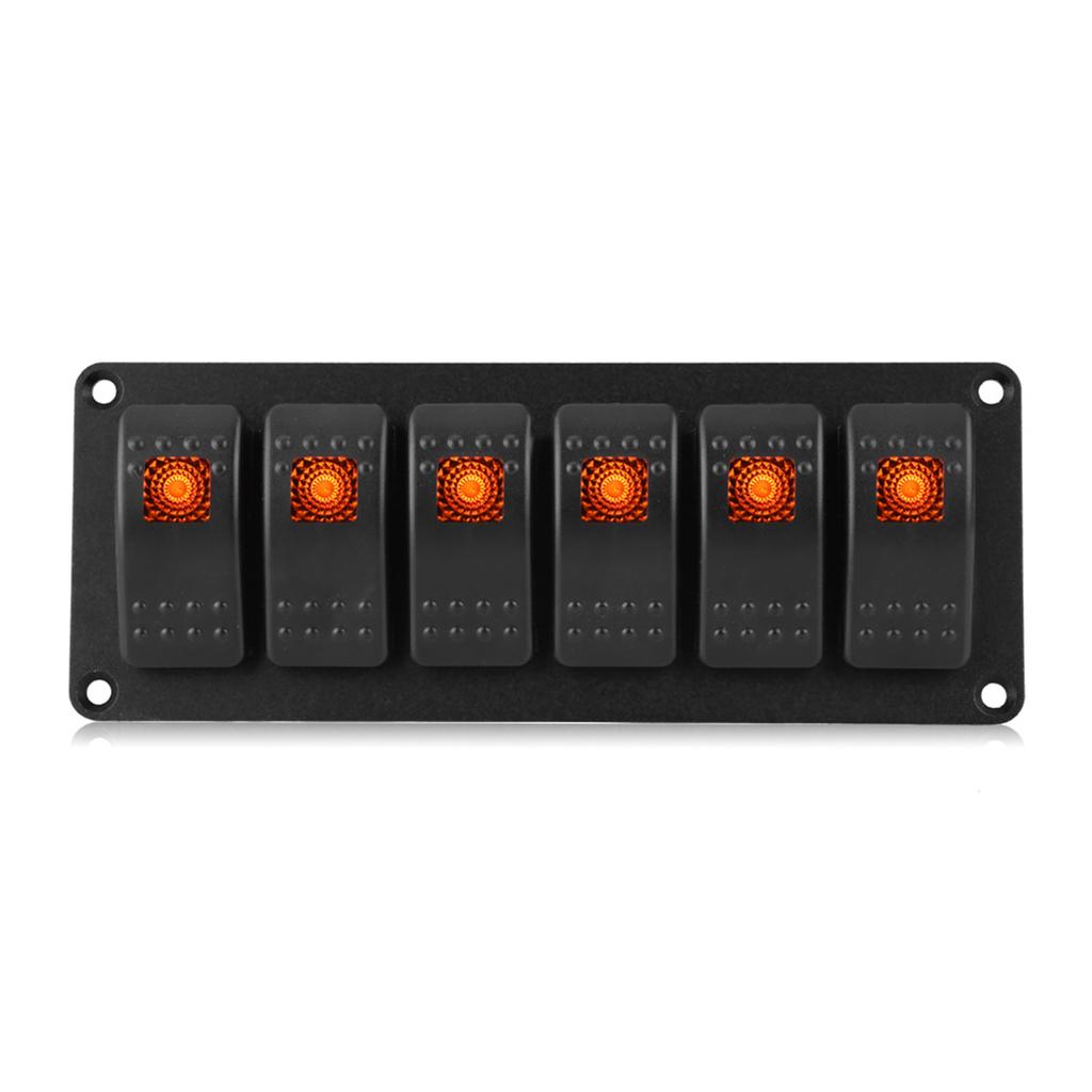 12 24V 6 Gang Rocker Switch Panel for Car RV Boat Yacht Marine