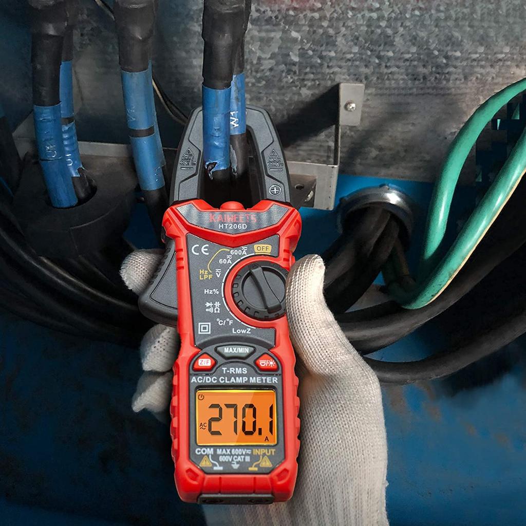KAIWEETS 6000 Counts Automatic Range Clamp Meter Tester Current Voltage Capacitance Resistance Diode Temperature Continuity Measurement with NCV