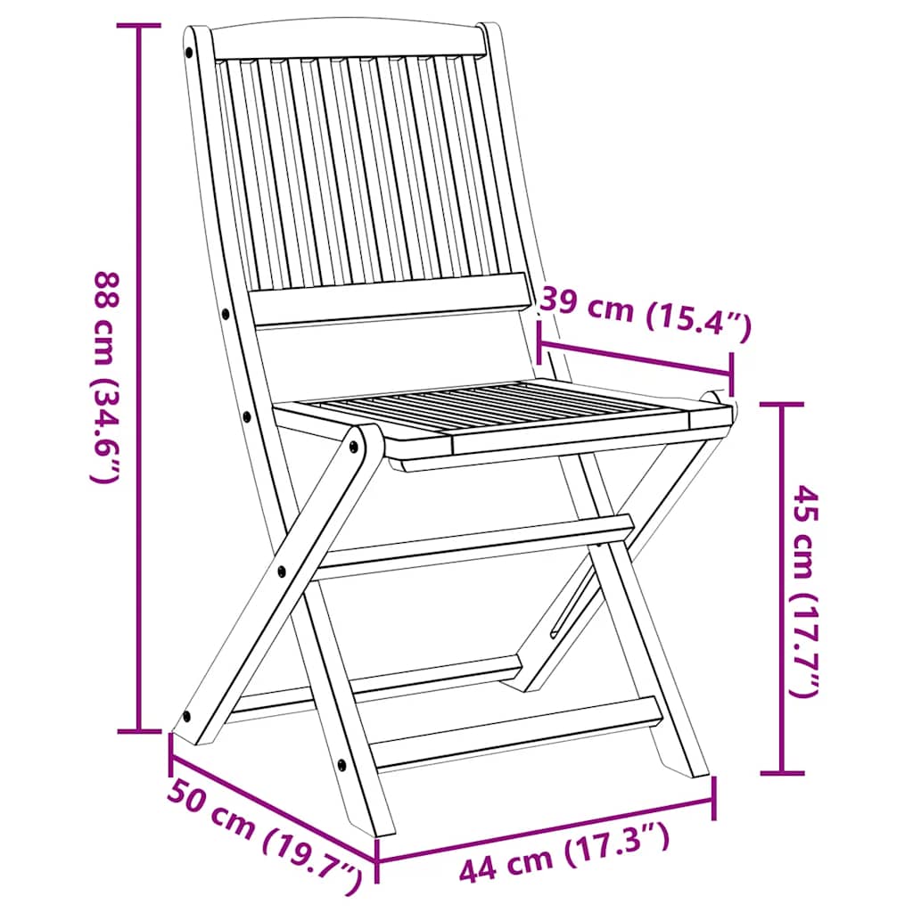 Garden Chairs 6 pcs. Foldable 44 x 50 x 88 cm Solid Acacia Wood