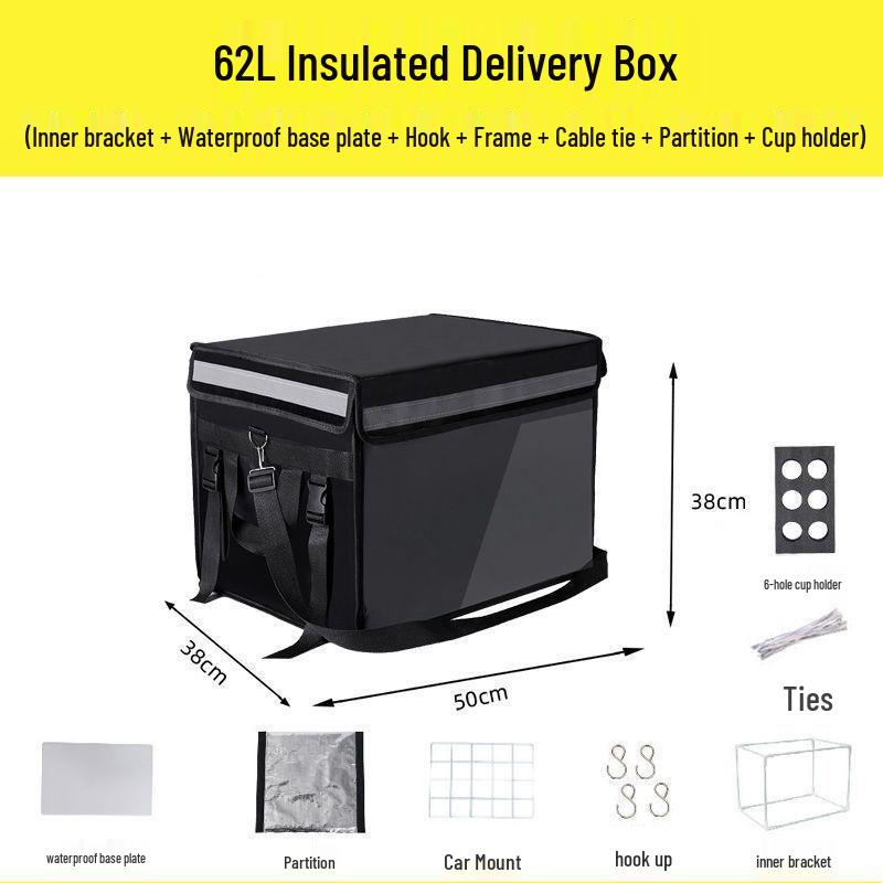 Thick Insulated Black Waterproof Takeaway Delivery Box for Car & Home Use