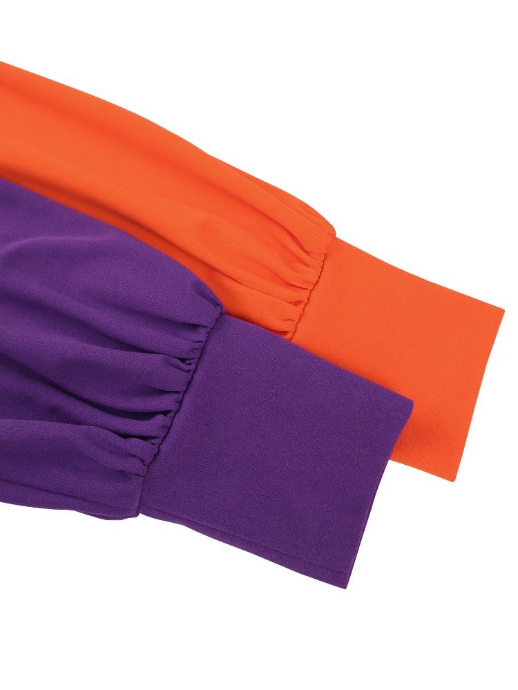 Elegant Women Plus Size Color Block Bodycon Dress Sweetheart Neck Long Lantern Sleeve Office Work Church Wedding Guest Gowns