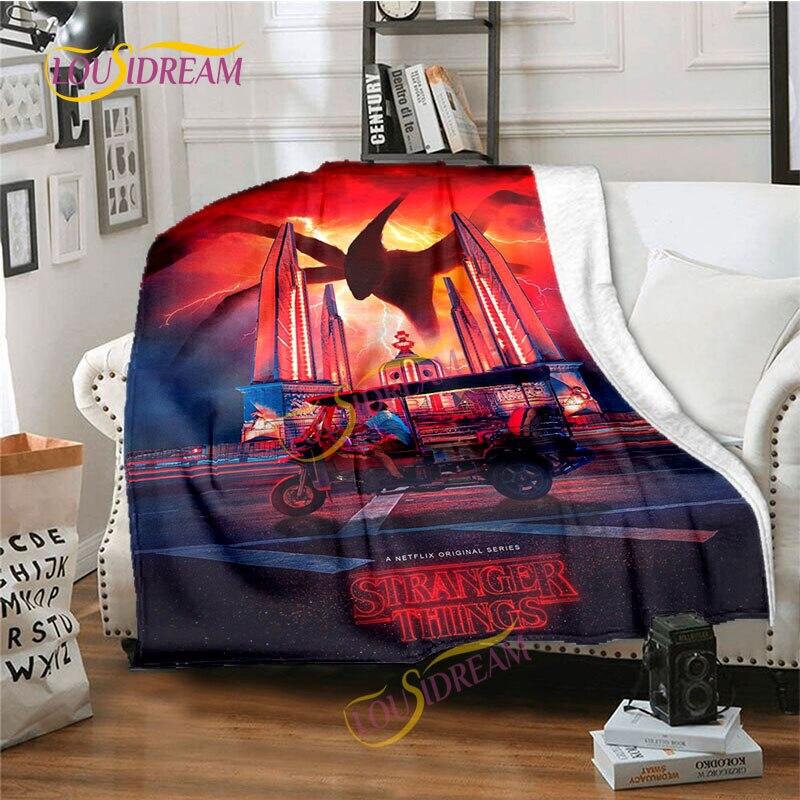 Stranger Things Flannel Blanket  Warm Comfort  Blanket Home Office Noon Break Blanket Travel Bed Sofa Washable Blanket.