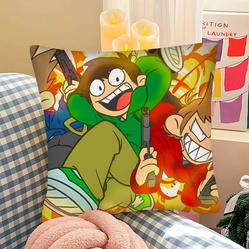 pc Cartoon Cute EEddsworlds Pillow Case Fashion Square Pillowcase Bedroom Sofa Room Ins Decoration Leisure