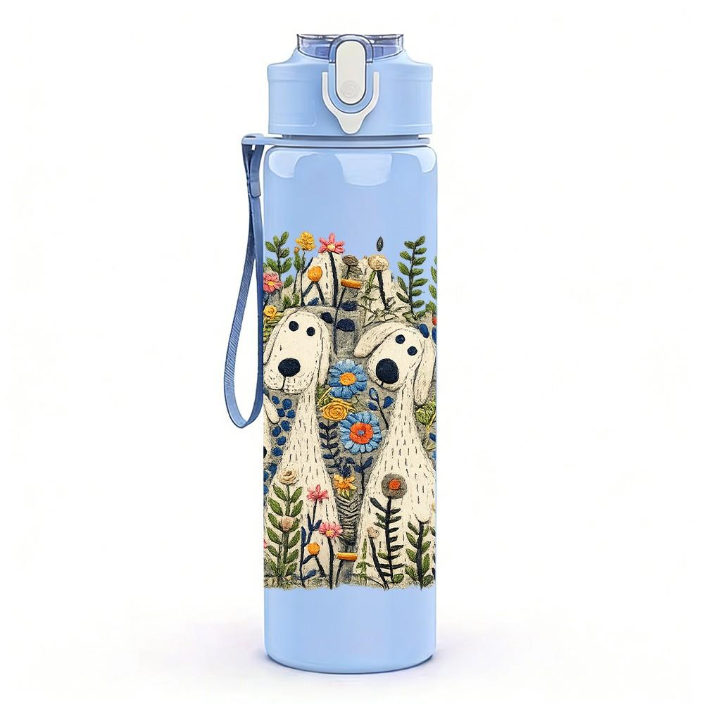 1PC Husky Dog Winter Forest Art Print 750ml Color Plastic Sports Water Bottle Leakproof Flip Straw Lid Suitable for Sports Office Home Use