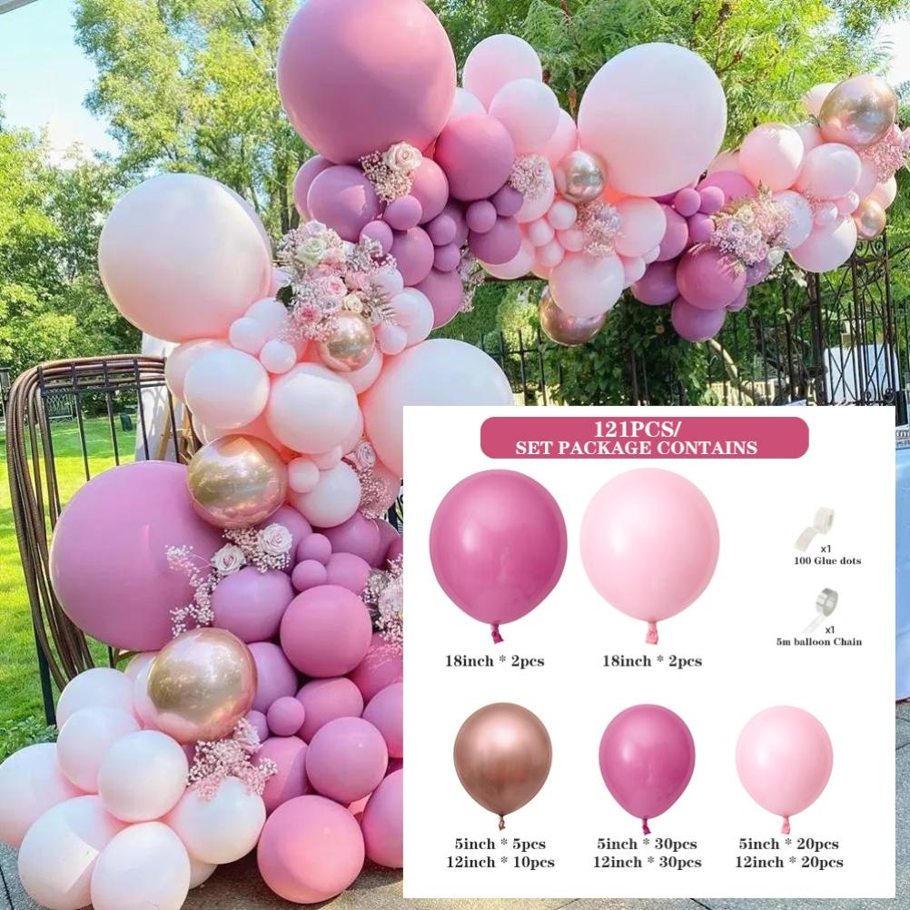 121pcs Vintage Skin Rose Gold Balloon Set for Wedding Kids Birthday Party Decor