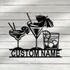 Customizable Cocktail Glasses Metal Wall Art, Personalized Bar Theme Hot Sale for Home Kitchen Dining Decor