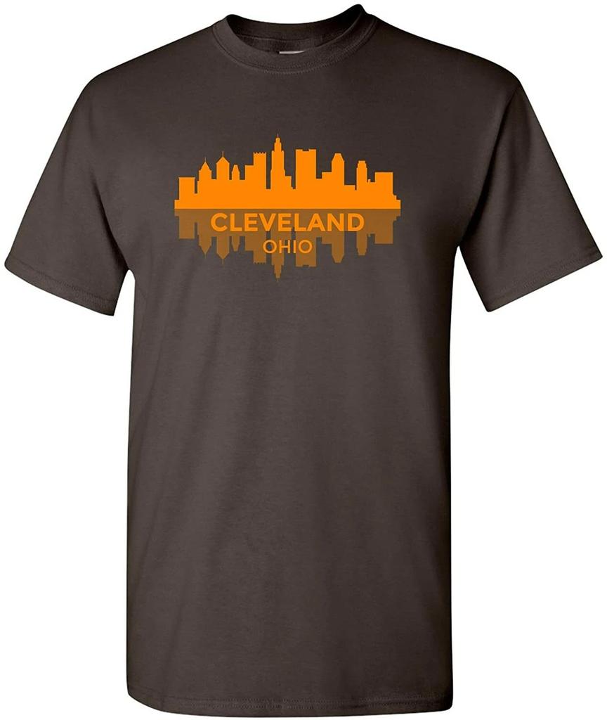 Cleveland Ohio Skyline - Classic City Sports Team T Shirt - Dark Chocolate