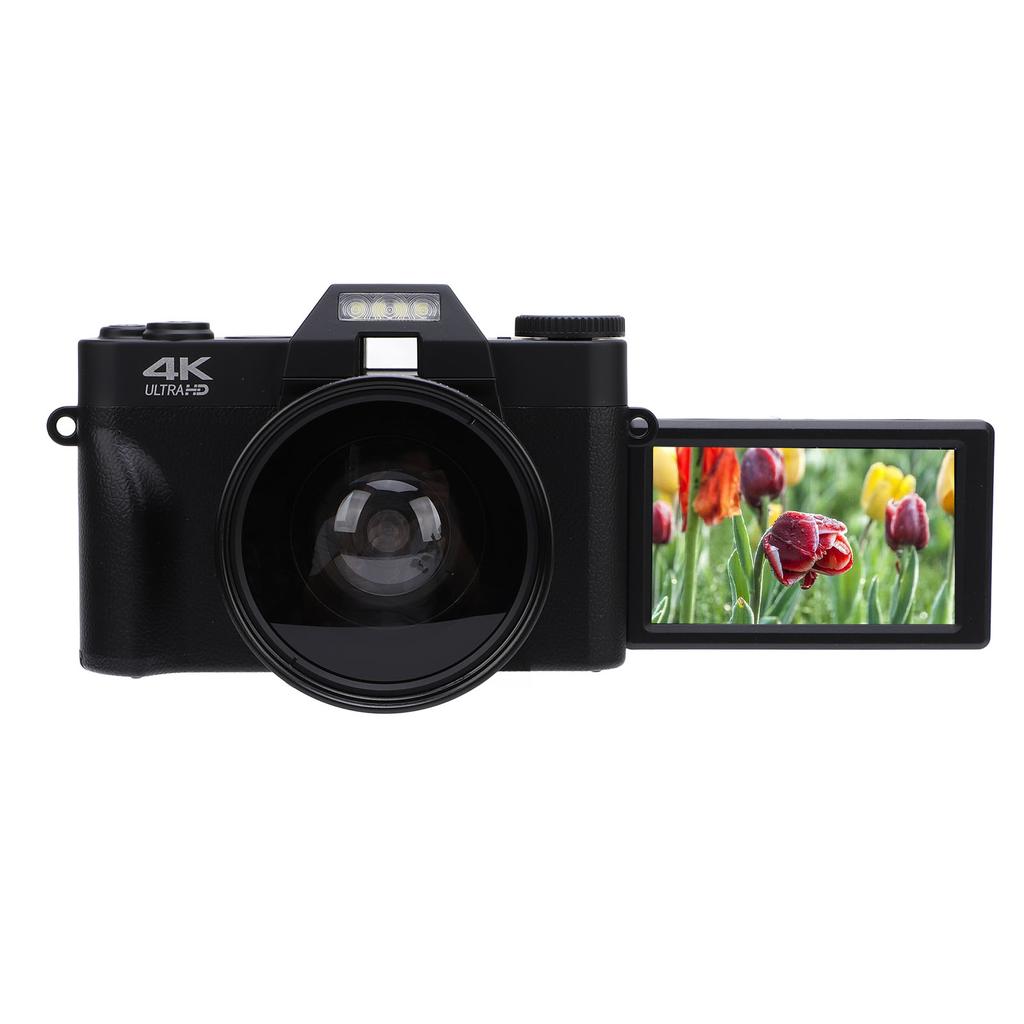 4K Digital Camera 60FPS 56MP 3in IPS Touch Screen 16X Zoom 270 Deg Rotation for Travel Camping