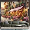 Italian Restaurant Scene Tapestry, Outdoor Pizza Shop Wall Hanging for Live Streaming