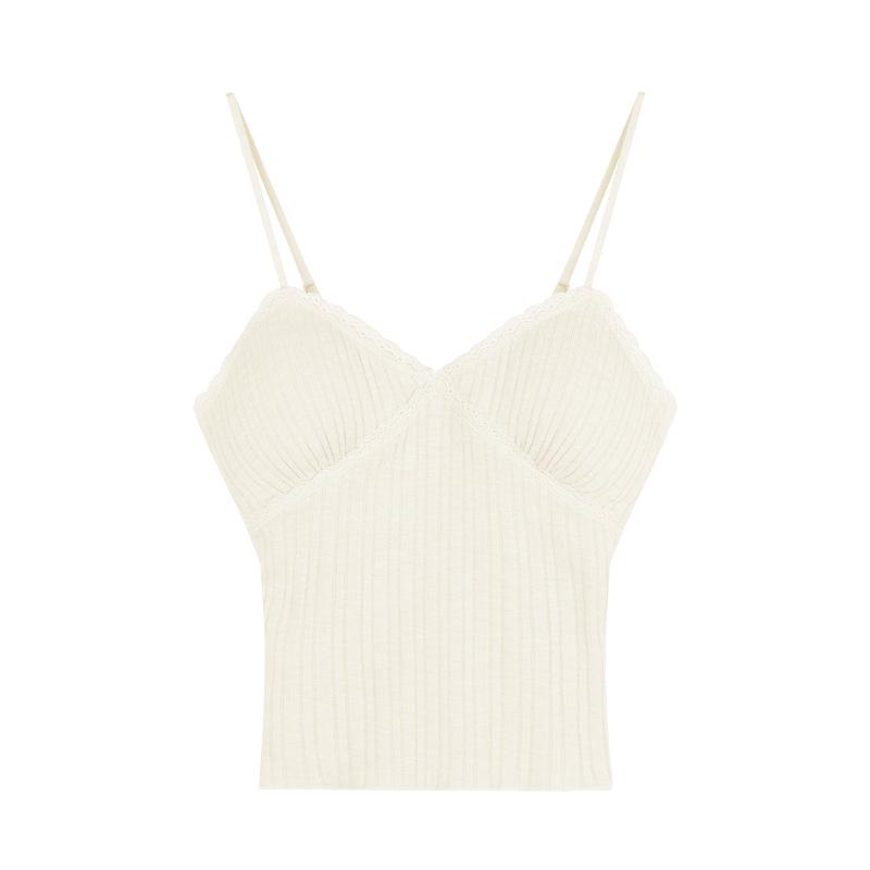 

Women s White Lace Camisole Vest with Chest Pads – New French Sweet Style One Size (suitable for 75-120 jin)
