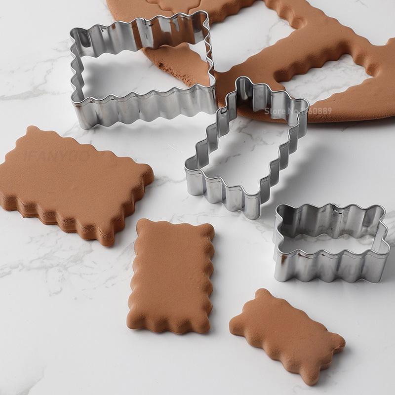 3 Buc Rămă Binecuvântare Formă Inox Formă Biscuit Val Dreptunghi/Pătrat Tăietor Cookie Nuntă Fondant Decorare Tort Formă Copt
