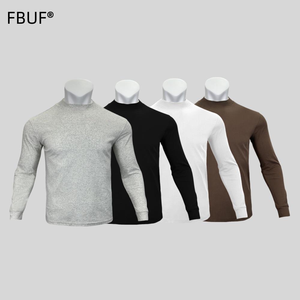 Herrars Stretch Slim Fit 300g Snabbtorkande Långärmad Fitnessöverdel med Halvhög Hals