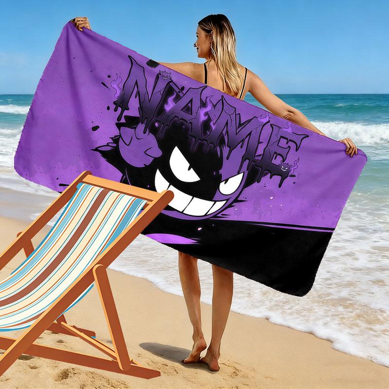 Gengar Print Beach Towel, Large Soft Quick Dry Towel for Beach Camping Swimming