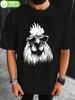 Casual Rooster Graphic T-shirt with Fashion Glasses Design - Soft Breathable Cotton Knit