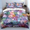 3pcs Colorful Floral Illustration Print Bedding Set 1 Duvet Cover 2 Pillowcases for Adult and Children Luxury Gift Full Size