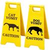 Small Cat Vomit Sign Garden Yard Warning Sign Pedestrians In Area Floor Sign Ornament Dog Vomit Caution Sign Funny Gifts