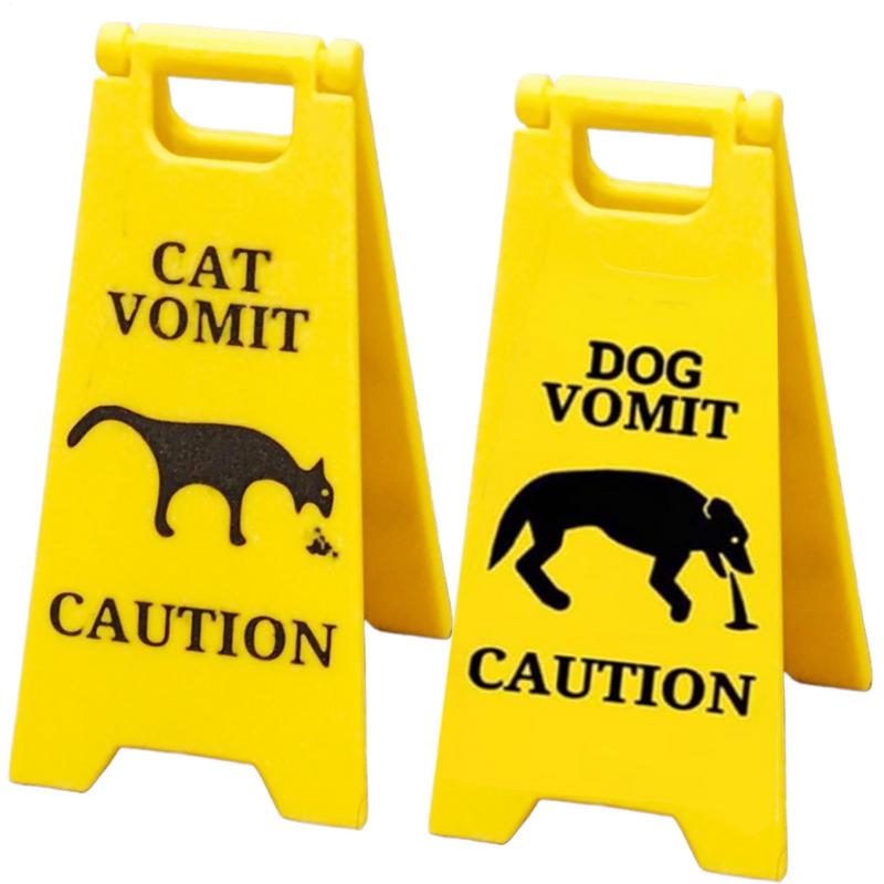 Small Cat Vomit Sign Garden Yard Warning Sign Pedestrians In Area Floor Sign Ornament Dog Vomit Caution Sign Funny Gifts