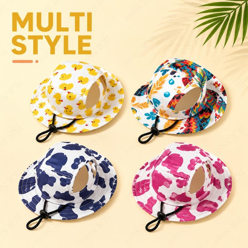 Cute Printed Dog Hat, Adjustable Pet Cap for Small & Medium Dogs Cats, Fit Pug Corgi Dachshund Kitten