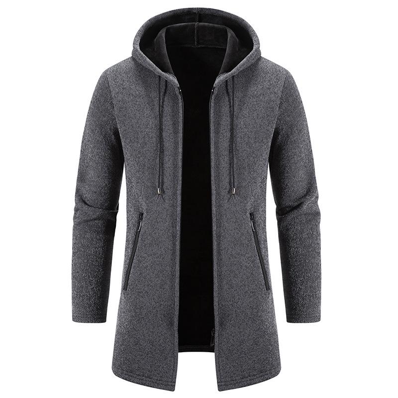 

2025 Autumn/Winter Men s Versatile Chenille Cardigan Sweater – Trendy, Handsome, Solid Color, Plus Velvet XL темно-сірий