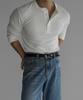 Baulopeulodeogteu Pattern Muscle Henley Neck Knit Tee [Ivory]