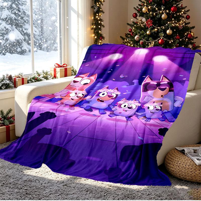 Bluey Pattern Blanket for Home Decoration, Bed, Sofa, Car Travel, Camping, Suitable for All Seasons, Birthday Christmas Gift