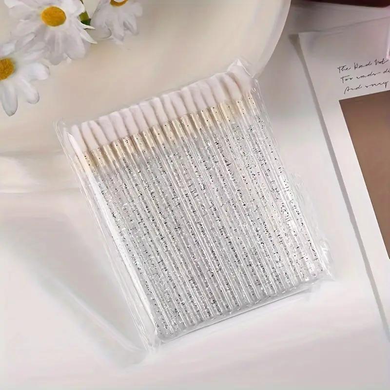 50 Pcs Disposable Lip Brush Crystal Eyelash Extension Mascara Applicator Lipstick Wands Set Women MakeUp Brushes Tools
