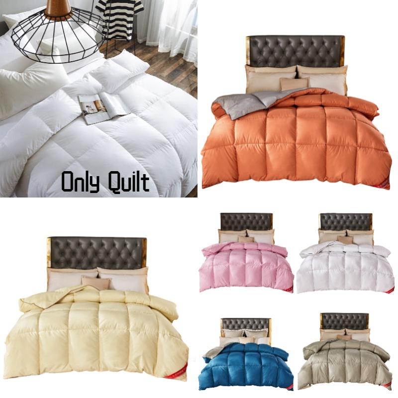 Duvet Color Solid Thickened Warm Goose Down Filling Quilt Natural Winter Blanket