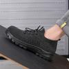 Mens Safety Work Shoes Breathable Knit Upper Steel Toe Anti-Puncture Slip Resistant Low Cut Black
