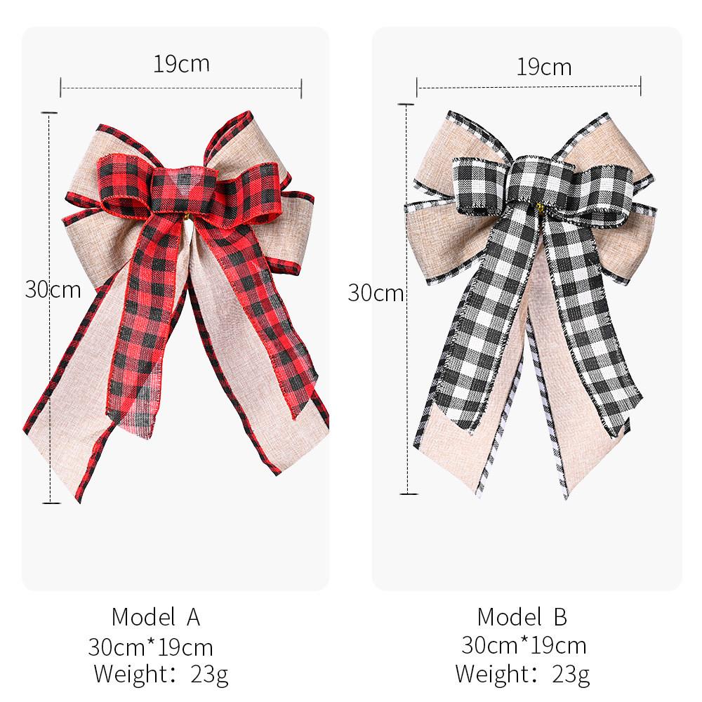 Charming Christmas Decor Bow Featuring Distinctive Plaid Edges For Trees