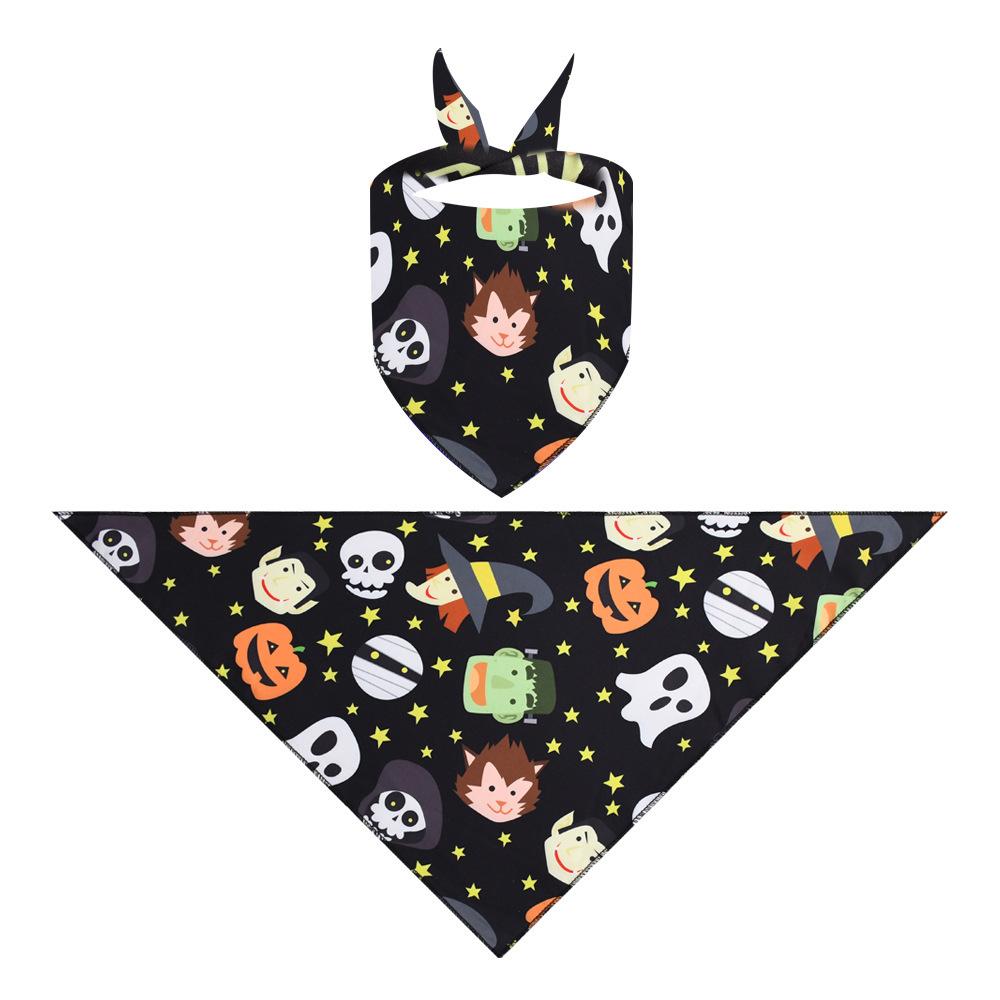 Halloween Pet Bandana Triangle Bib For Cats And Dogs Adjustable Collar Scarf Printed Neck Accessories Puppy Kitten Costume Decor