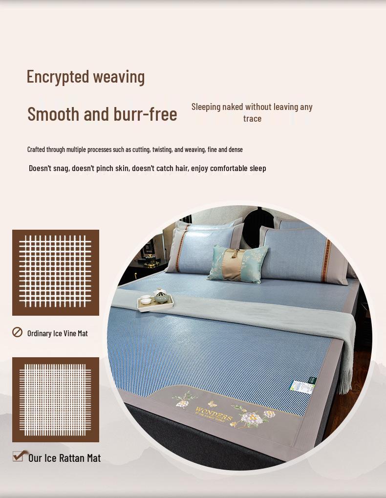 Summer Double-Sided Ice Rattan & Bamboo Cooling Mat