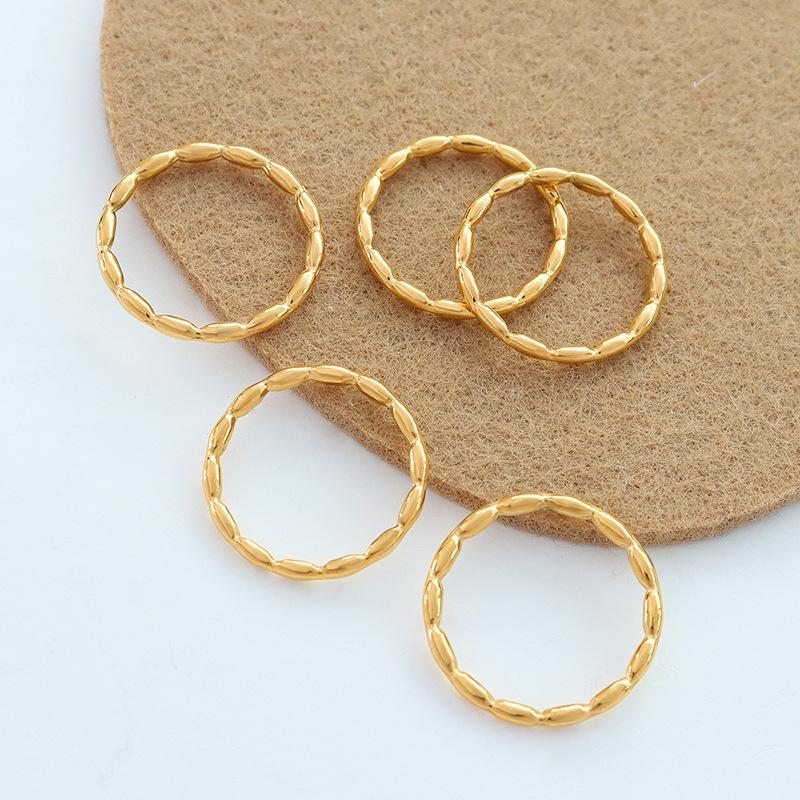 Marka French Minimalist Stacked Band Ring, 18k Gold-Plated Titanium Steel, A260