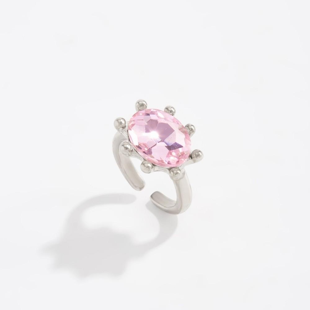 Shiny Candy Color Statement Ring Stackable Finger Ring Gift Oval Shape Rhinestone Ring Daily Wear