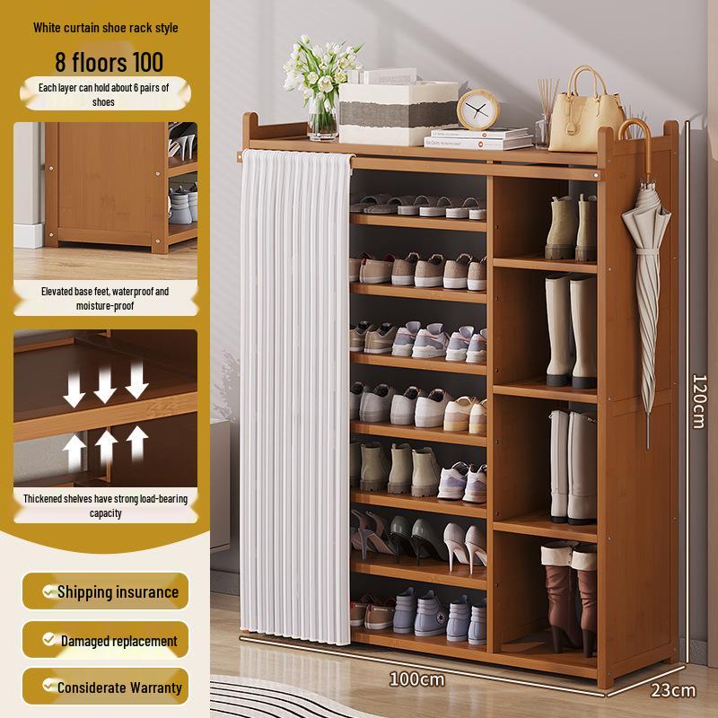 Multi-layer Dustproof Bamboo Shoe Rack for Entryway
