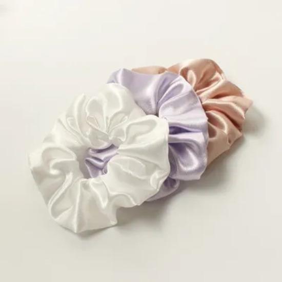 3 Pack Scrunchies for Women Hair Ties Bands Satin Hair Scrunchies for Girls Thick Curly Hair Ponytail Holders Cute Pony Tails