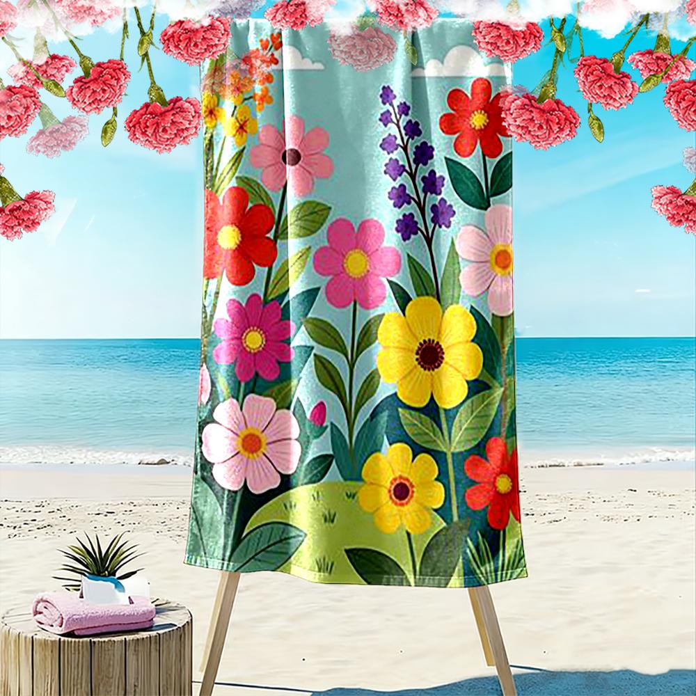 Colorful Floral Pattern Beach Towel Beach Towel Quick-drying for Travel Outdoor Sports Jogging Beach and Swimming