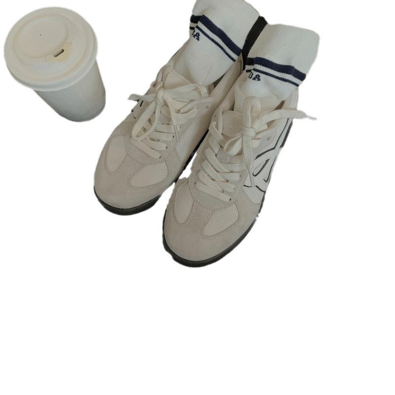 Color matching breathable round head strap thick sole inner height increase women's leisure sports board shoes