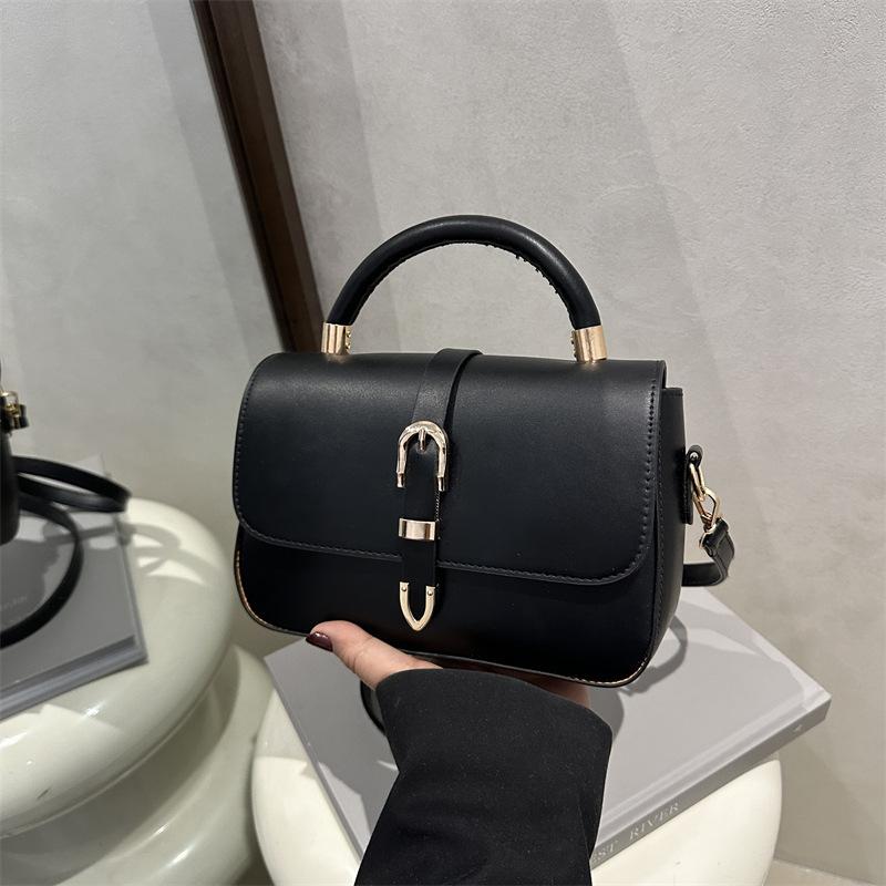 Borsa a tracolla singola, portatile, semplice, di grande capacità, con fibbia a cintura, per il pendolarismo, alla moda, con motivo a litchi