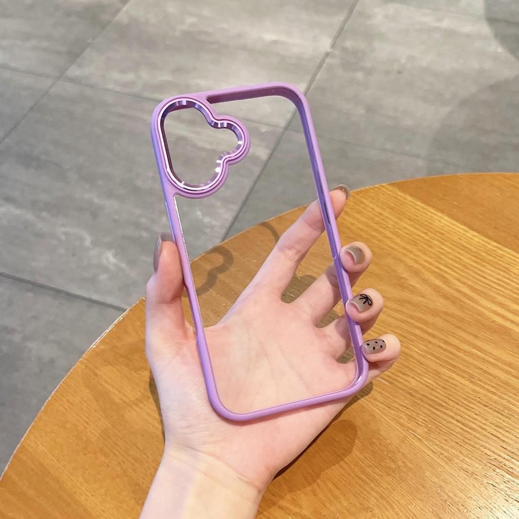 Applicable Apple iPhone 17ProMax Solid Color Case for iPhone 16, 15, 14 - Metal, Transparent, Recessed, Anti-Fall, Women's.