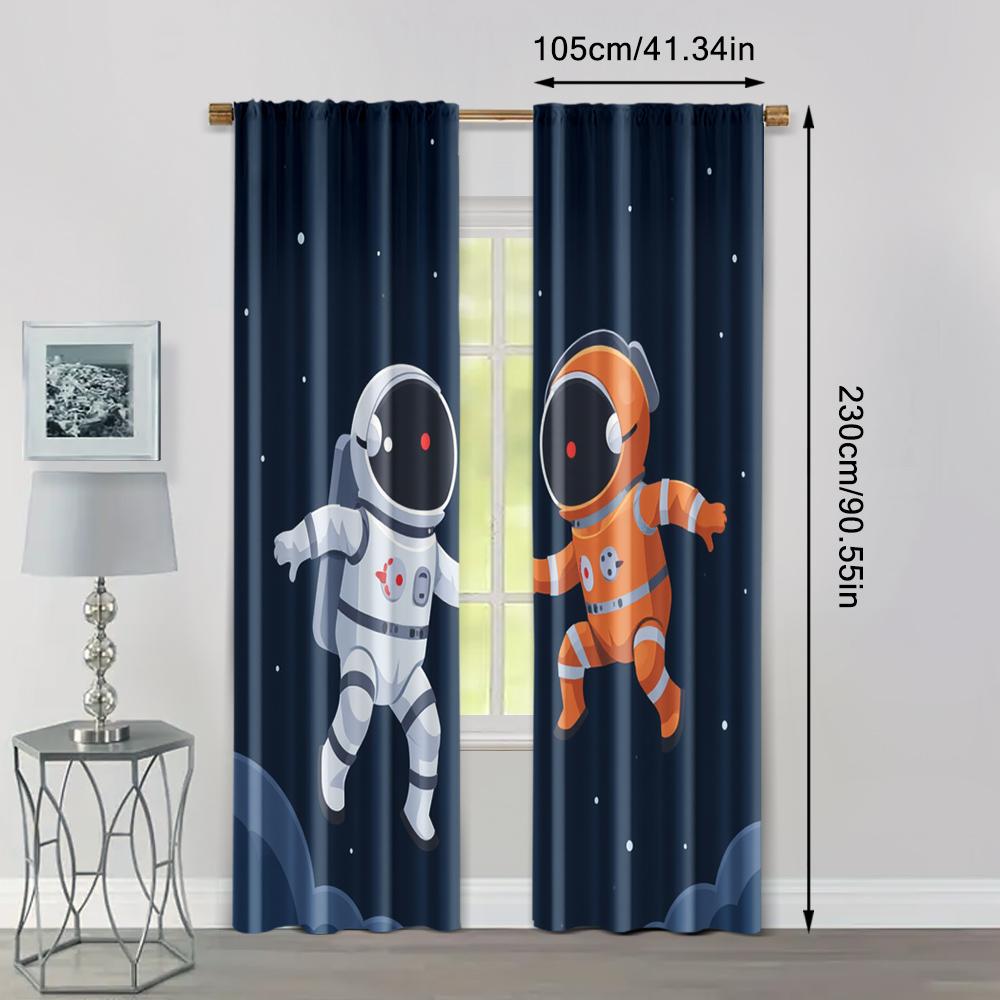 2pcs, Curtains Astronaut Space Astronaut Fabric (without rod) Stuff Clearance Use for Living Room, Office, Kitchen, Bedroom,