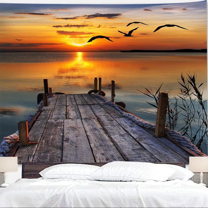 

Морской пейзаж, ночная сцена, гобелен, море, полная луна, кокосовая пальма, художественная ткань, фон, украшение на стену, гобелен 100x75cm