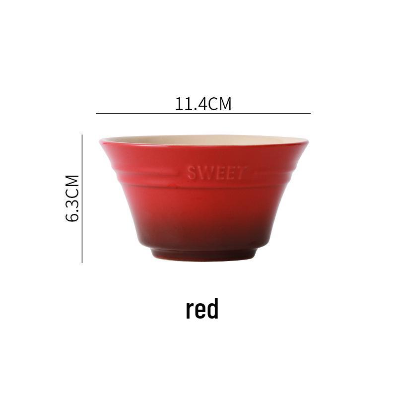 Rainbow Gradient Ceramic Rice Bowl - Japanese High-Foot Dessert, Soup, Ramen, and Steamed Egg Bowl