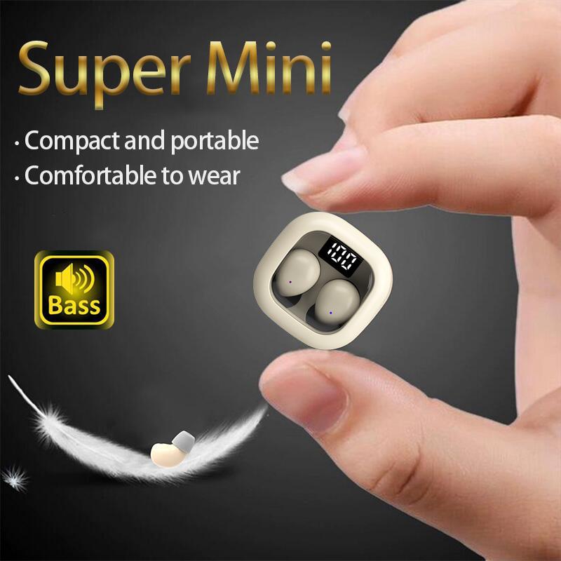 Bluetooth 5.3 Earphones Mini Invisible Headphones TWS Wireless Earbuds HIFI Stereo Noise Reduction Heasets with Microphones