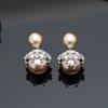 Front and Back Crown Pearl Stud Earrings Luxury Elegant Fashion Pin Earrings
