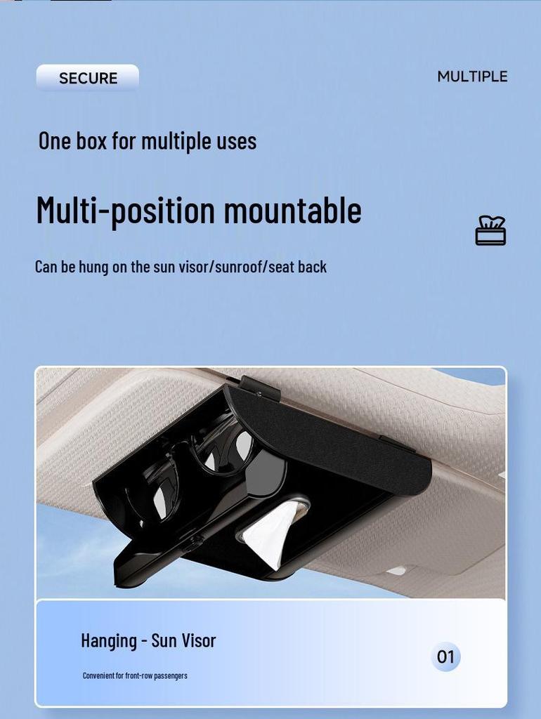 Sun Visor Multifunctional Car Glasses Clip and Storage Case