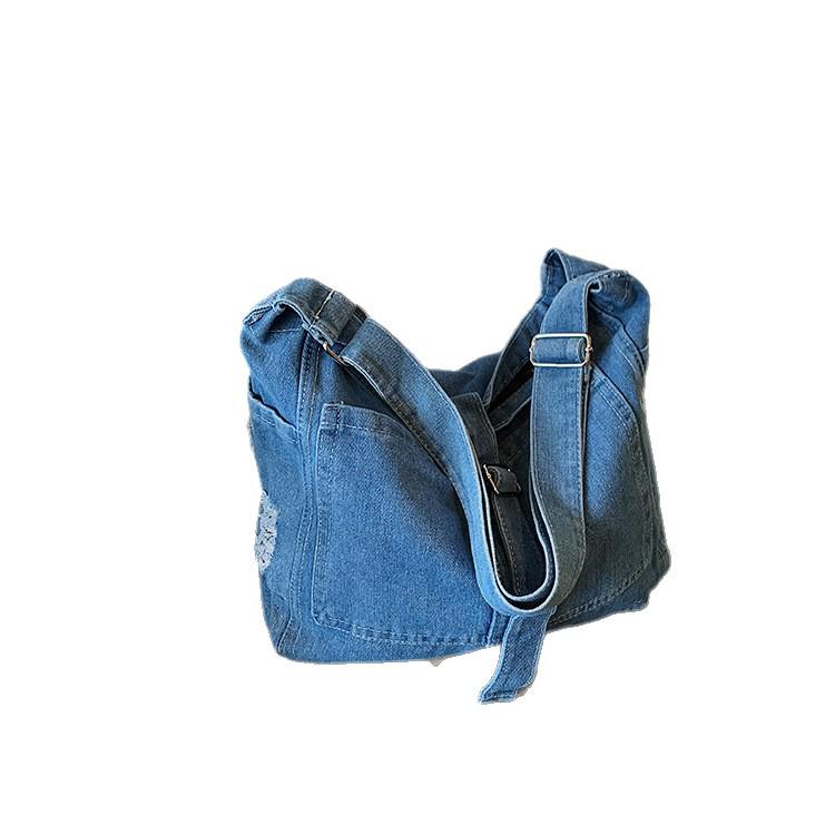 2025 Vintage Denim Crossbody Shoulder Bag - Trendy, Large Capacity, Casual Versatile Tote for Women
